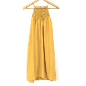 H&M Mustard Embroidered Chest Block Dress